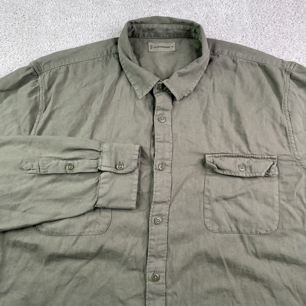 Lucky Brand Shirt 2XL XXL Green Lived In Cotton Viscose Button Up Casual
